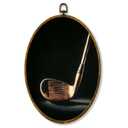 Hiuwevt Vintage Golf Pole Oval Wall Art Decor, Golfing Gifts Framed Canvas Prints, Dark Moody Classic Gold Golfing Pole Oval Wall Hanging Decor for Gym Man Cave Sport Room Decorations, 8.6x11.4 Inches