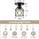 2-Pack Farmhouse Semi Flush Mount Ceiling Light Fixture, Rustic Black Hallway Small Metal Ceiling Lamp Shade for Porch Kitchen Stairway Bedroom Entryway, E26 Base