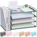 Spacrea Paper Organizer, Desk Organizers and Accessories for Desk with File organizer, Desk Accessories & Workspace Organizers for Catalog & Reference Racks (Dark Green)