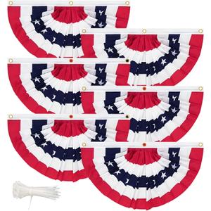 Coneatness 4th of July Decorations Huge Bunting Flags 3 x 6 Ft with Grommets, Large American Pleated Fan Banner, Fourth of July Flag USA Patriotic Red White and Blue Decor for Memorial Day Veterans (3x6 Ft-3 Pcs)