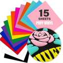 12" x 10" Iron-On 3D Puff Heat Transfer Vinyl Sheets - Pack of 15, 3D Vinyl for DIY T-Shirts & Fabrics, Easy Cut & Weed, Durable Vinyl for Heat Press Assorted Color HTV Sheets