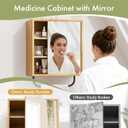 AmazerBath Bathroom Medicine Cabinet with Mirror, Bamboo Medicine Cabinet Wall Mounted, Over The Toilet Storage with Towel Bar for Bathroom, Small Spaces
