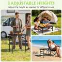 2ft Plastic Folding Camping Table, 3 Adjustable Height Waterproof Small Folding Table with Portable Carry Handle for Outdoor Indoor RV Travel Picnic Beach Patio, 22.8" X 15.7", Pure Black, 24"Lx 16"W x 27.5"H
