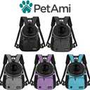 PetAmi Dog Front Carrier Backpack, Adjustable Dog Pet Cat Chest Carrier Backpack, Ventilated Dog Carrier for Hiking Camping Travel, Small Medium Dog Puppy Large Cat Carrying Bag, Max 15 lbs, Black