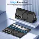 Caka for Samsung Galaxy Z Fold 6 Case [Thinner S Pen Holder Slot] [Magnetic Charging] [Hinge Protection] [Built-in Screen Protector] Translucent Hard Shockproof Magnet Phone Cover for Zfold 6 - Black