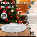 Gereat Silver Charger Plates Bulk 100Pcs, 13 Inch Silver Charger Plates for Dinner Plates, Floral Reef Round Ruffled Rim Plastic Plate Chargers for Wedding Table Setting, Party & Event Decor