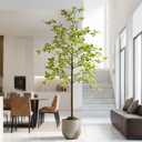 Erimda Faux Black Olive Tree 7ft, Faux Plants Indoor Large Tall Tree Artificial Shady Lady Tree with Natural Wood Trunk & Realistic Leaves, Fake Olive Plant for Home Office Indoor Decor (White)