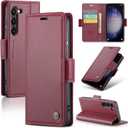 SINIANL Galaxy S23 Wallet Case, RFID Blocking, Cellular Phone Case for Women Men, Card Holder, Magnetic Clasp, Kickstand, Leather Book Folio, Red