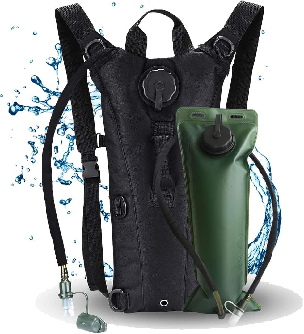 Water Backpack Black Hydration Backpack with 3 Liter Bladder Lightweight & Waterproof Hydration Pack for Hiking, Cycling, Running, Climbing Outdoorer ,Gift for dad, Black