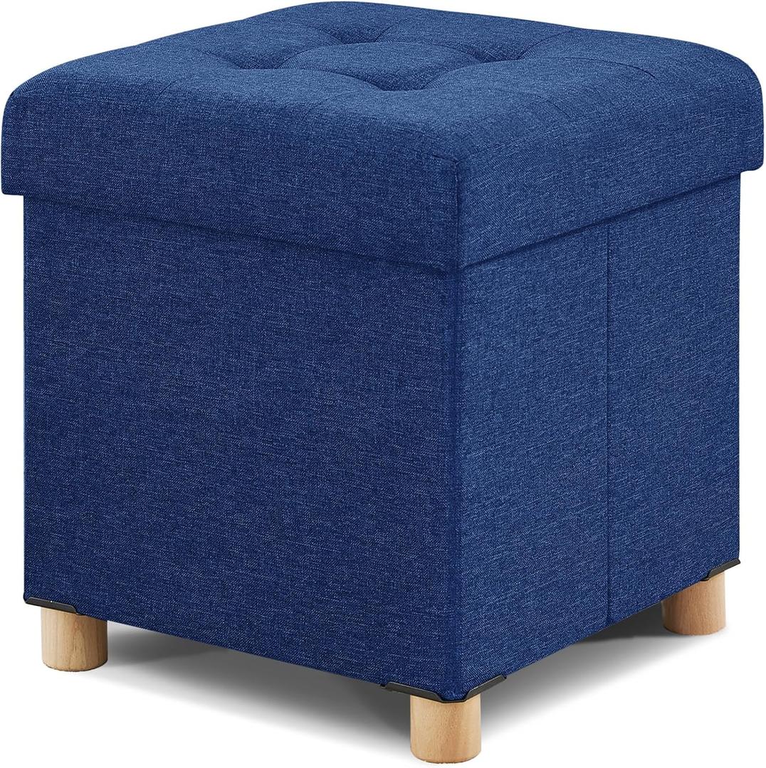 BRIAN & DANY Ottoman with Storage, Square Small Storage Ottoman Foot Rest with Legs, Ottomans Foot Stool for Dorm, Living Room, Entryway 14.8"x14.8"x17.8" (Blue), 15"D x 15"W x 15"H