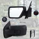 Left Driver Side Mirror Compatible With 2021-2026 Ford F150 With Manual Folding Power Glass Heated Blind Spot Turn Signal Puddle Light Matte Black Replace#ML3Z17683SA(11Pins)