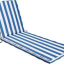 Outdoor Chaise Lounge Cushions, 80x26x3 in, Sky Blue White Stripes