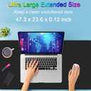 Large Extended Gaming Mouse Pad with Stitched Edges, 47.3 X 23.6 in Desk Pad Durable Non-Slip Natural Rubber Base, Waterproof Computer Keyboard Mat for Esports Pros, Gamer, Desktop, Black
