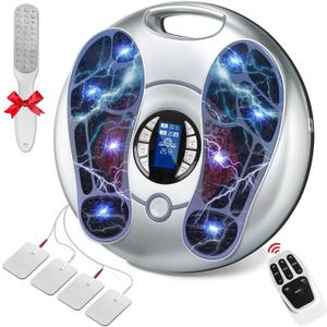 EMS Foot Massager for Neuropathy (FSA/HSA Eligible), TENS Electronic Muscle Circulation Stimulator with 4 Electrode Pads,Relieves Swelling, Fatigue, Plantar Fasciitis Silver
