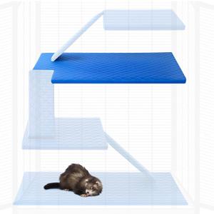 1 Pcs Ferret Cage Liner Washable Ferret Pads Bedding Cage Accessories Kit for Small Animals Hamster Rats Chinchillas Hedgehogs Guinea,Stain-Resistant Material (Top Pan Liner,Blue)