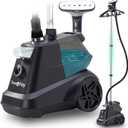 True & Tidy® Heavy-Duty Commercial Industrial Standing Garment Steamer for Clothes, 1800 watts, XL 3L water tank 90+ mins of Steam 3 Steam Settings, Step On/Off Control, Wheels for Easy Movement