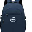 Classic Backpack, Black, Green, Pink, Water Resistant Polyester, 8 Compartments, Padded Back, School Daypack (Blue), Pack of 5