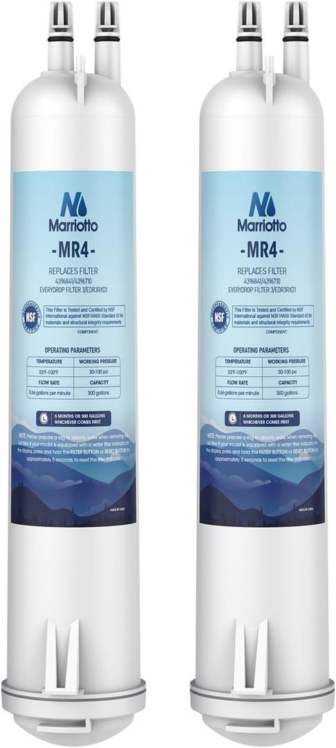 MARRIOTTO MRW4 Refrigerator Water Filter Compatible with EDR3RXD1, 4396841, 4396710, Filter 3, 46-9083,46-9030, 9030, 9083 Refrigerator Water Filter | 2 Pack