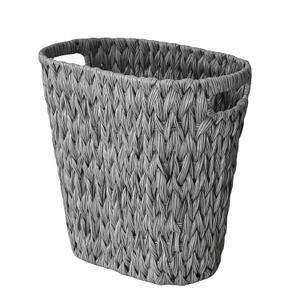 PINXIURY Wicker Trash Can,Watse Basket, Woven Bathroom Trash Can with Handles, Waste Paper Basket, Trash Cans for Bedroom,Decorative Boho Trash Can, 19 Liters/5 Gallons (Grey)