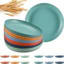 HEYCOME 12 Pcs Unbreakable Deep Dinner Plates Set, 10 inch Reusable Plastic Wheat Straw Plates, Microwave and Dishwasher Safe Plate for Kitchen, Lightweight Plate for Dessert, BPA Free, 6 Colors