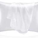 BEDELITE Satin Pillowcase for Hair and Skin, Super Soft and Cooling Similar to Silk Pillow Cases 2 Pack with Envelope Closure, Gift for Women Men(20"x36" King Size, White)