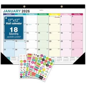 DESEN 2026-2027 Desk Calendar - Covers Jan 2026-Jun 2027, 17"x12" Large Size | PET Waterproof Erasable 1st Page, Daily Countdown & Holidays | 4 Creative Stickers | Home Office School Teacher Gift