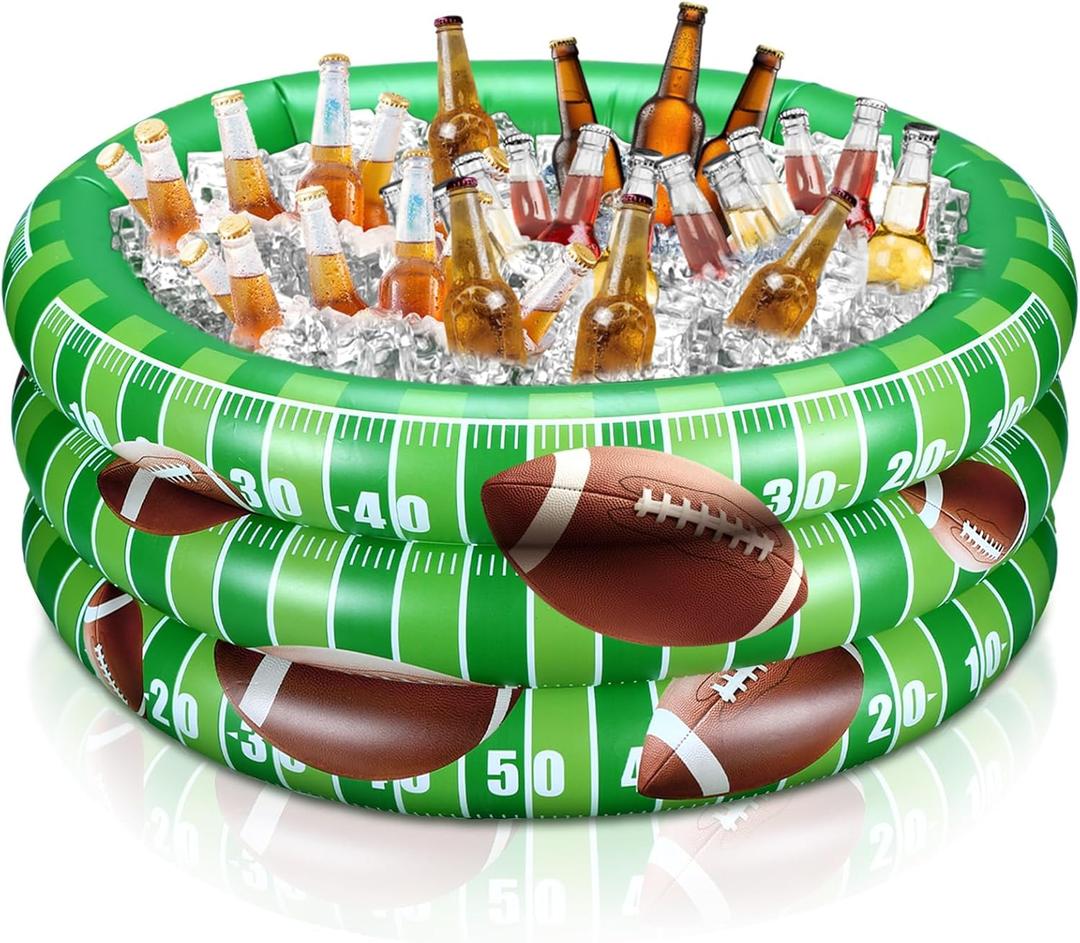Football Part Decoration Inflatable Football Cooler Blow up Summer Beach Pool Drink Holder Ice Tray Food Drink Containers for Sports Game Beer Beverage for Birthday Party Supplies (Green)