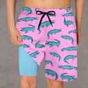 Cozople Boys Swim Trunks Compression Liner Swim Shorts Quick Dry Bathing Suit with Boxer Brief Swimwear 2-20T (5-6 Years, Crocodile)