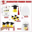 300 Pcs 2026 Graduation Gifts Bulk Graduation Rubber Ducks 2 Inch Mini Ducks with Academic Hats Tassels Sunglasses Chain 75 Inspirational Cards 75 Organza Bags for Class Student Grad Party Favor