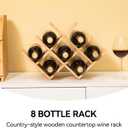 KIRIGEN Wooden 8-Bottle Wine Rack, 3-Tier Countertop Wine Bottle Holder for Cabinets, Bar Cart, Kitchen Counter, Pantry, Dining Room, Wood Stain, 16.73 x 5.91 x 11.14 in, XHJJ3-NA