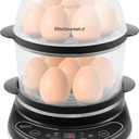 Elite Gourmet EGC314CB Digital Easy Egg Cooker Food Steamer, Poacher, Omelet, Soft, Medium, Hard-Boiled Egg with 6 Programmed Preset Functions, 2-Tiers, Measuring Cup, 14 egg capacity, Black