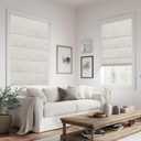 No Drill Blackout Roman Shades for Indoor Windows,Cordless Roman Blinds,Linen No Tools Window Shades,Easy to Install Window Blinds for Home Bedroom,Blackout-Linen Beige 32" W x 48" H