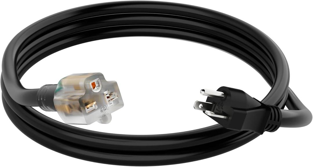 NEMA 6-20P to 6-15R / 6-20R Extension Cord 10FT, 12 Gauge Heavy Duty Durable Power Cable, T-Blade Cord with LED Indicator for Indoor/Outdoor, 20 Amp, 250Volt, 12/3 AWG, ETL Listed
