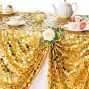 B-COOL Gold Sequin Tablecloth 50x102 Inch - Sparkly Rectangle Table Cloth Shimmer Table Cover for Birthday Party Wedding Banquet Reception