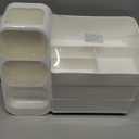 HBlife Makeup Organizer with Brush Holder for Vanity, Large Plastic Bathroom Countertop Organizer Skin Care Storage, Easy to Store Lipsticks, Nail Polishes, Perfumes, Eyeshadow Palettes, All White