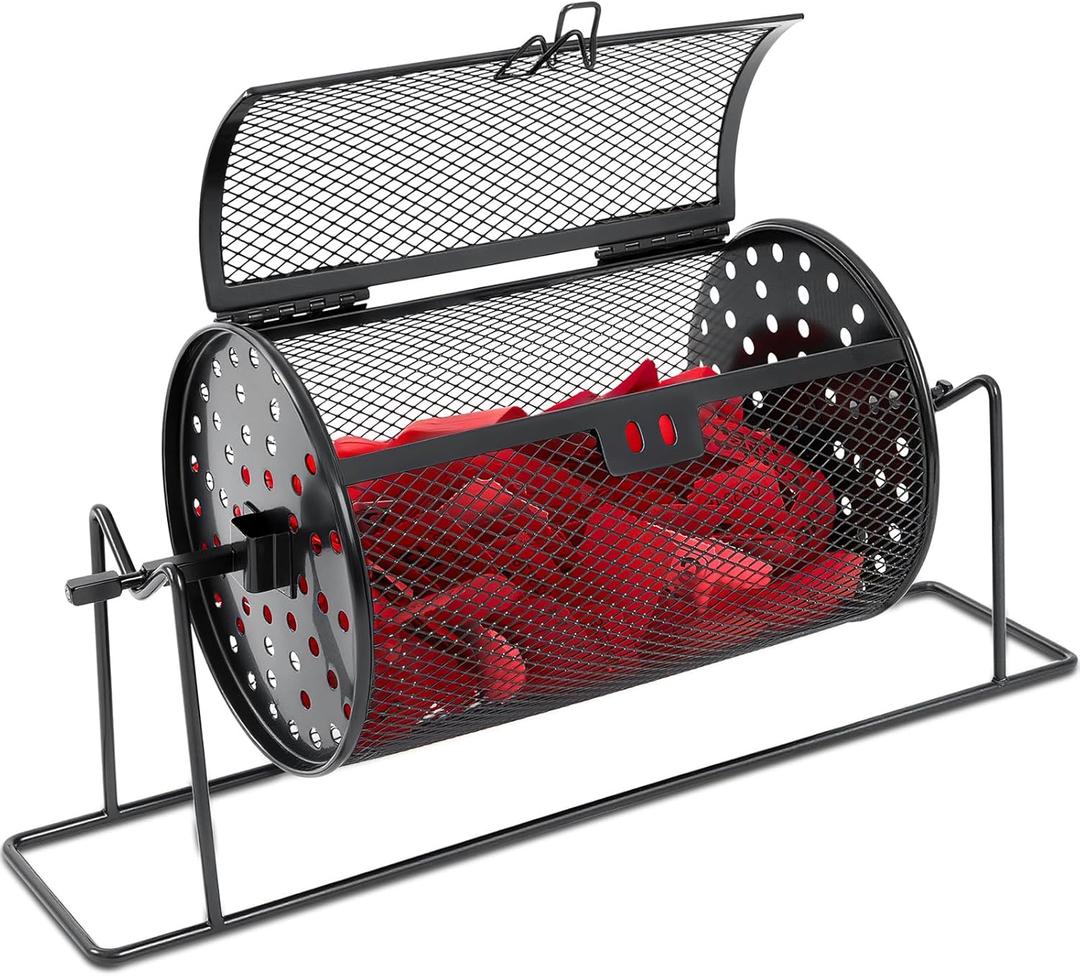 7.09" x 4.72" Small Raffle Drum Upgraded Ticket Spinner Holds 600 Tickets Raffle Wheel Spinner with Stand Drum Cage for Games Events(Black)