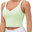 THE GYM PEOPLE Womens' Sports Bra Longline Wirefree Padded with Medium Support (Green, S)