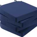 AAAAAcessories Outdoor Seat Cushions for Chairs, Waterproof, Fade-Resistant Patio Furniture Replacement Cushions, 17" x 16" x 2", Set of 4, Navy Blue