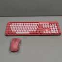 Wireless Keyboard and Mouse Combo, Retro Round Keycap Typewriter Keyboard with Phone/Tablet Holder, Cute Colorful Keyboard for Windows/Computer/Laptop by SABLUTE (Pink)