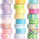 YUBBAEX 24 Rolls Washi Tape Set Basic Skinny Masking Decorative Tapes for Arts, DIY Crafts, Journals, Planners, Scrapbooking, Wrapping (Mini Graphics)