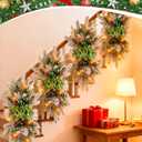 Christmas Teardrop Swag for Decorating, 24" Prelit Cordless Stair Decorations with Lights, 1 Pcs Artificial Christmas Garland Wreath for Staircase Front Door Home Window Decor (Green)
