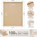 puthiac 11x14 Solid Oak Wood Picture Frame, Fits 8x10 with Mat or 11x14 Without Mat, Wall Display Only, Vertical or Horizontal, Plexi Front, 1 Pack, Natural Oak