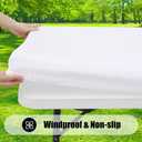 Smiry 6 Pack Rectangle Picnic Table Cloth, Waterproof Elastic Fitted Tablecloths, Washable Polyester Rectangular Patio Table Cover for Camping, Indoor and Outdoor (White, 30"x96")
