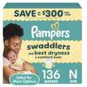 Pampers Swaddlers Baby Diapers Size Newborn, 136 Count