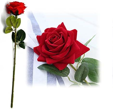 Pack of 3 FunSpt 16" Artificial Rose High Simulation Bionic Technology Flowers Gift for Valentines Birthday Anniversary Christmas Mothers Day Thanksgiving for Mom Girlfriend Wife Classical Red 1 Pcs