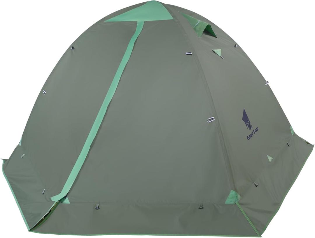 GEERTOP Ultralight 2 Person Backpacking Tent 4 Season Waterproof Camping Tent Double Layer Cold Weather Easy Set Up Tents for Family Camp, Hiking, Hunting Outdoor Mountaineering Travel (Army Green)