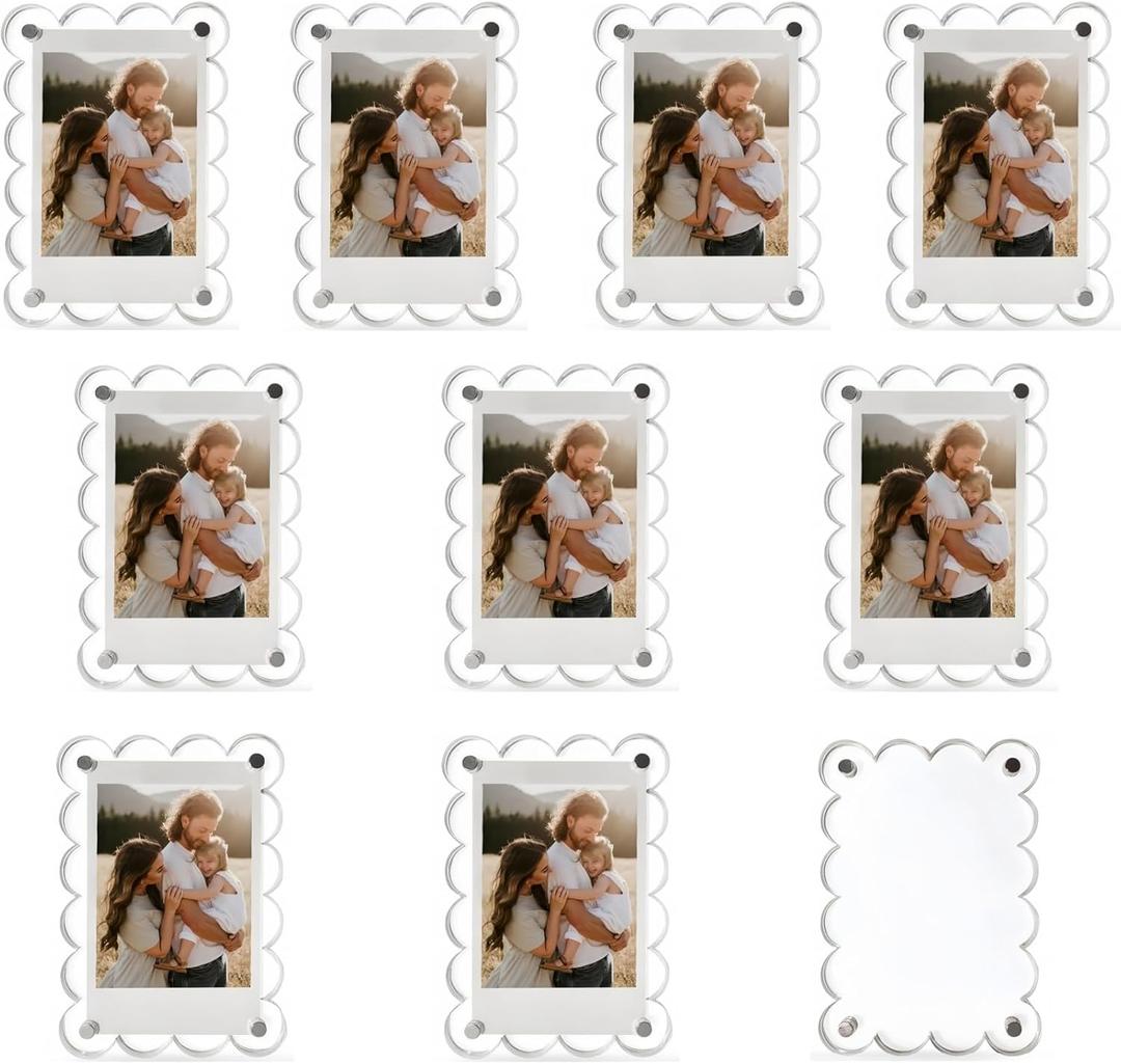 Nirvany 10 Pack Acrylic Magnetic Picture Frames for Fridge, 2.75x3.9 Inch Clear Scalloped Acrylic Photo Holders for Mini & Wallet-Size Pictures (wavy) Nirvany 10 Pack Acrylic Magnetic Picture Frames for Fridge, 2.75x3.9 Inch Clear Scalloped Acrylic Photo Holders for Mini & Wallet-Size Pictures (wavy)