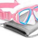 OMGear Kids Swim Goggles With Nose Cover Fabric Strap Dive Snorkel Mask for Children(4-16) Snorkeling Gear Swimming Mask