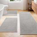 YIHOUSE Gray Bathroom Rugs Sets 3 Piece, Quick Dry Thin Bath Mat with Toilet Rug, Non Slip Absorbent Machine Washable, Bath Runner Rugs for Bathtub Sink Home Decor