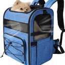 Dog Carrier Backpack for Small Dogs - Breathable Mesh Hiking Bag with Safety Buckle, Adjustable Straps and Standard Pad - Durable for Hiking (Fits Small Cats Too, Up to 17lbs, Blue)